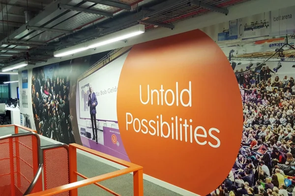 wall poster saying 'untold possbilities'